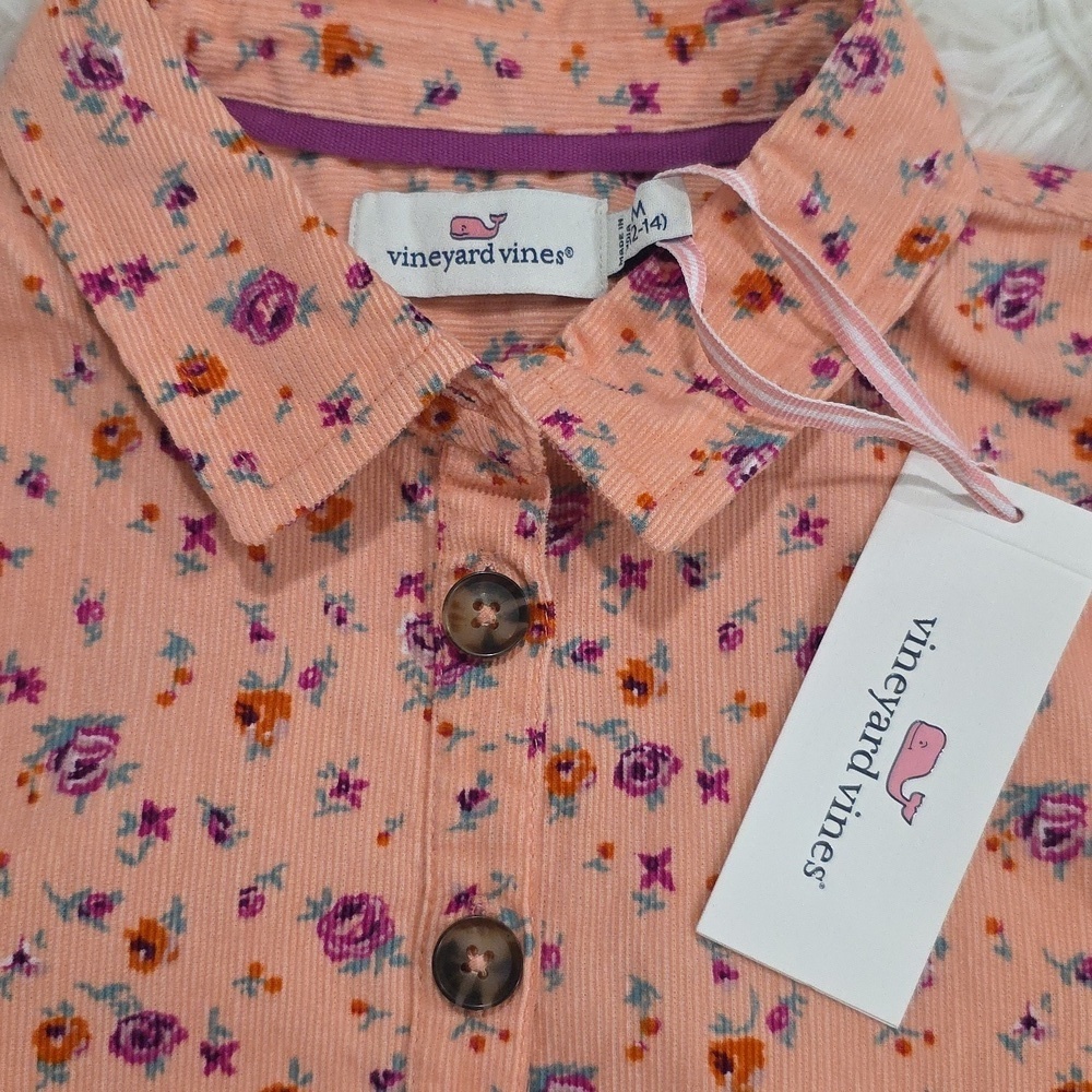 Vineyard Vines- Corduroy Floral Button-Up Dress. Size M (12-14). NWT! - Picture 2 of 5